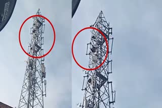 Video of Drunk man Climed atop Tower