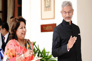 External Affairs Minister S Jaishankar welcomes Nepal Foreign Minister Arzu Rana Deuba on her first official visit abroad, in New Delhi