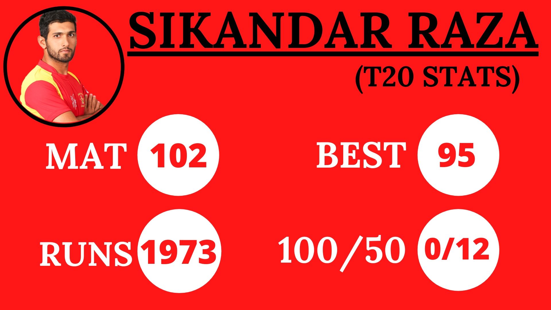 T20 Career Summary (Sikandar Raza)