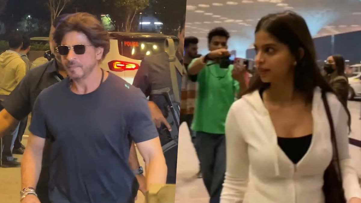 shah rukh khan spotted, suhana khan, gauri khan, shah rukh khan airport look