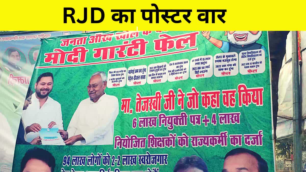 RJD ऑफिस के बाहर मोदी के खिलाफ लगाए गए पोस्टर