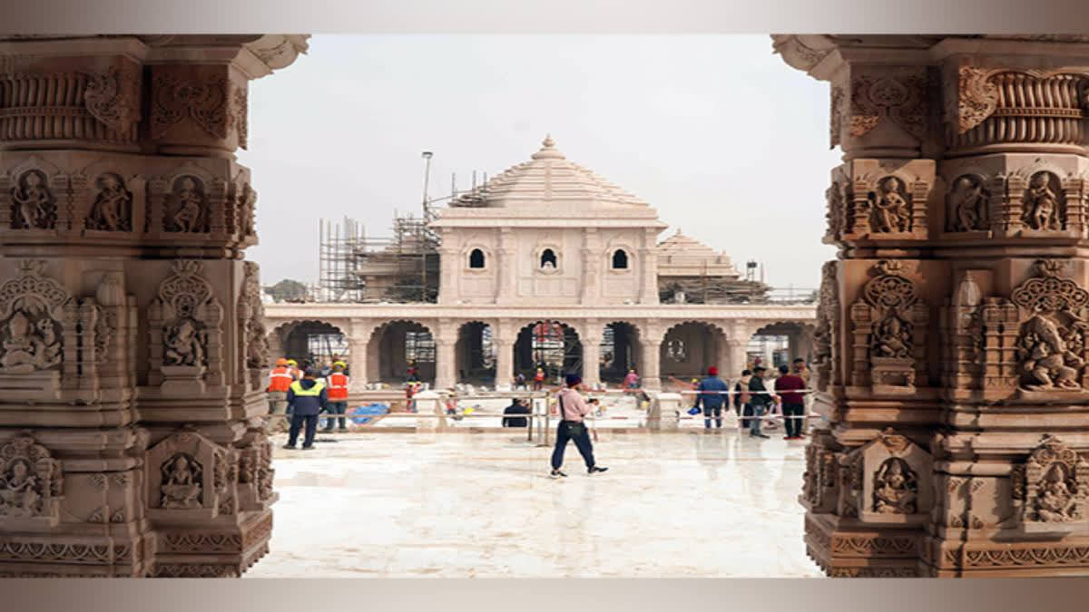 India's largest LED floating screen, made by a Gujarat company, was installed at Saryu Ghat in Ayodhya for the Pran Praitshtha ceremony of Ram Lalla. The 69-foot-long screen, which stands 16 feet tall, will telecast the Pran Pratistha program live to devotees. The screen, made by the company, will be used to broadcast the event on January 22.