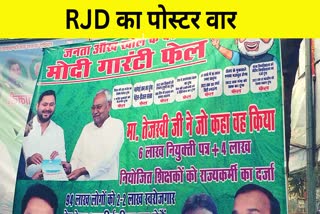 RJD ऑफिस के बाहर मोदी के खिलाफ लगाए गए पोस्टर