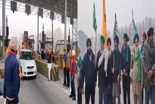 Farmers' organizations staged a sit-in at Ladowali Toll Plaza in Ludhiana for the release of captive Singhs