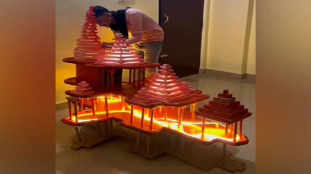 Assam artist Rahul Pareek crafts remarkable replica of Ram Temple ahead of Pran Pratishtha.