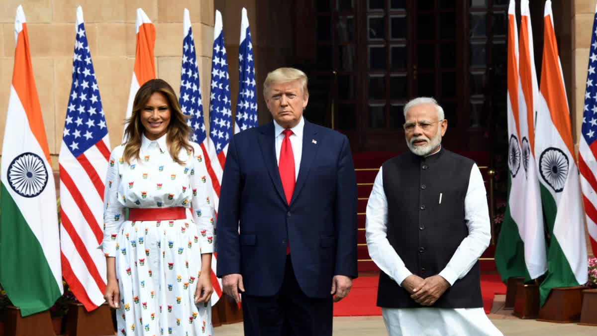 PM Narendra Modi US President Donald Trump and First Lady Melania Trump