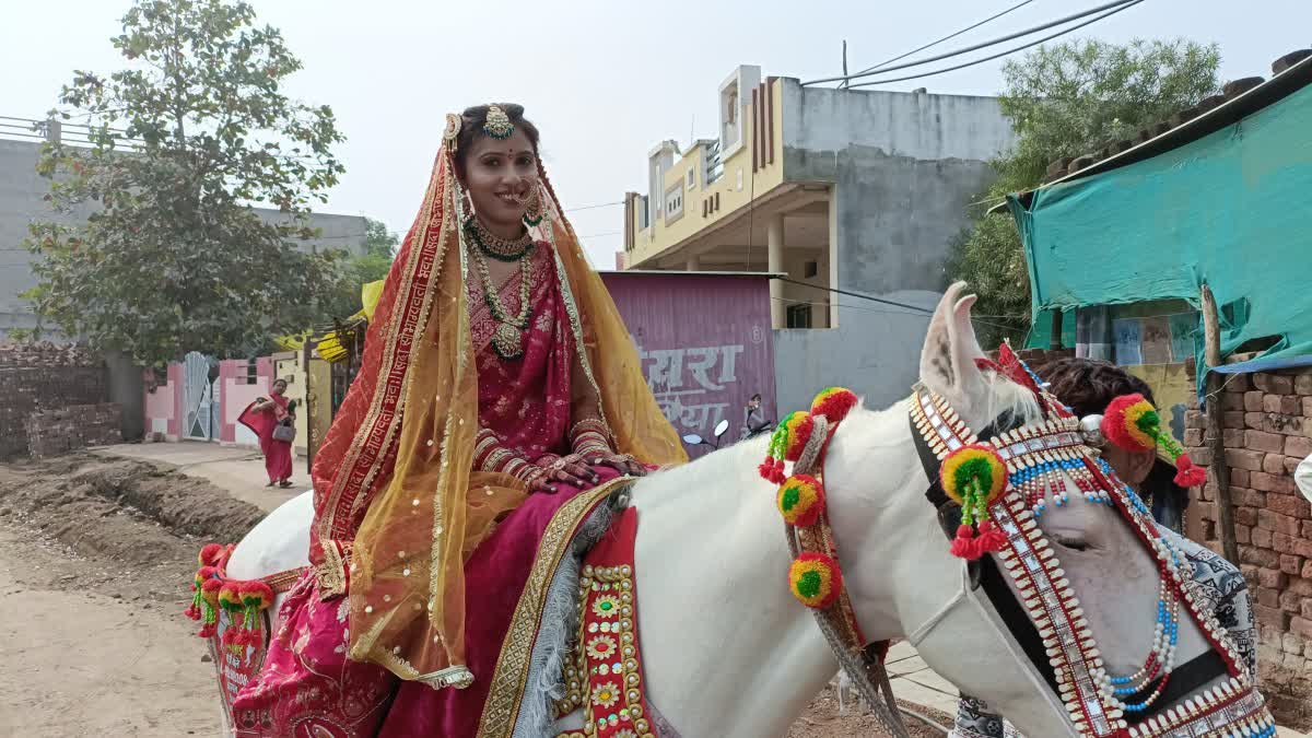 BRIDE ON MARE RIDING FOR BARAT