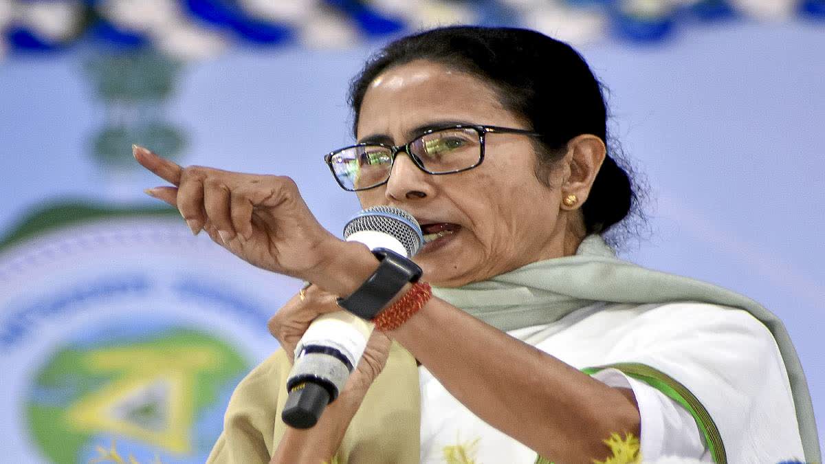 CM Mamata Banerjee addresses an event in Murshidabad on Monday