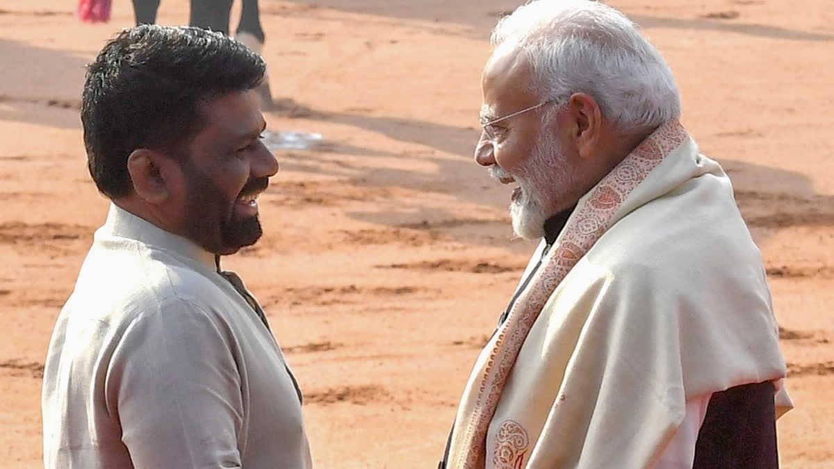 Dissanayake (Left) and Narendra Modi