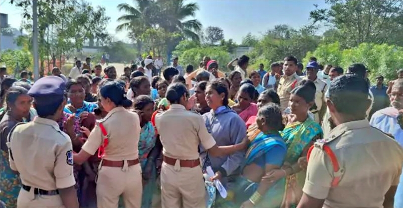 Farmers Protest At Mylaram village