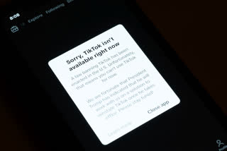 A message reading "Sorry, TikTok isn't available right now" is displayed from the TikTok app on a cell phone screen on Saturday, Jan. 18, 2025, in Los Angeles.