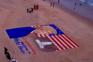 Sudarshan Pattnaik congratulates US President Donald Trump through Sand art