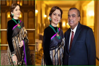 Nita Ambani with husband Mukesh Ambani at the event