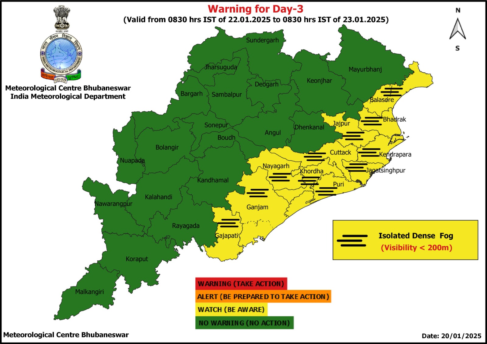 Dense Fog Yellow Warning