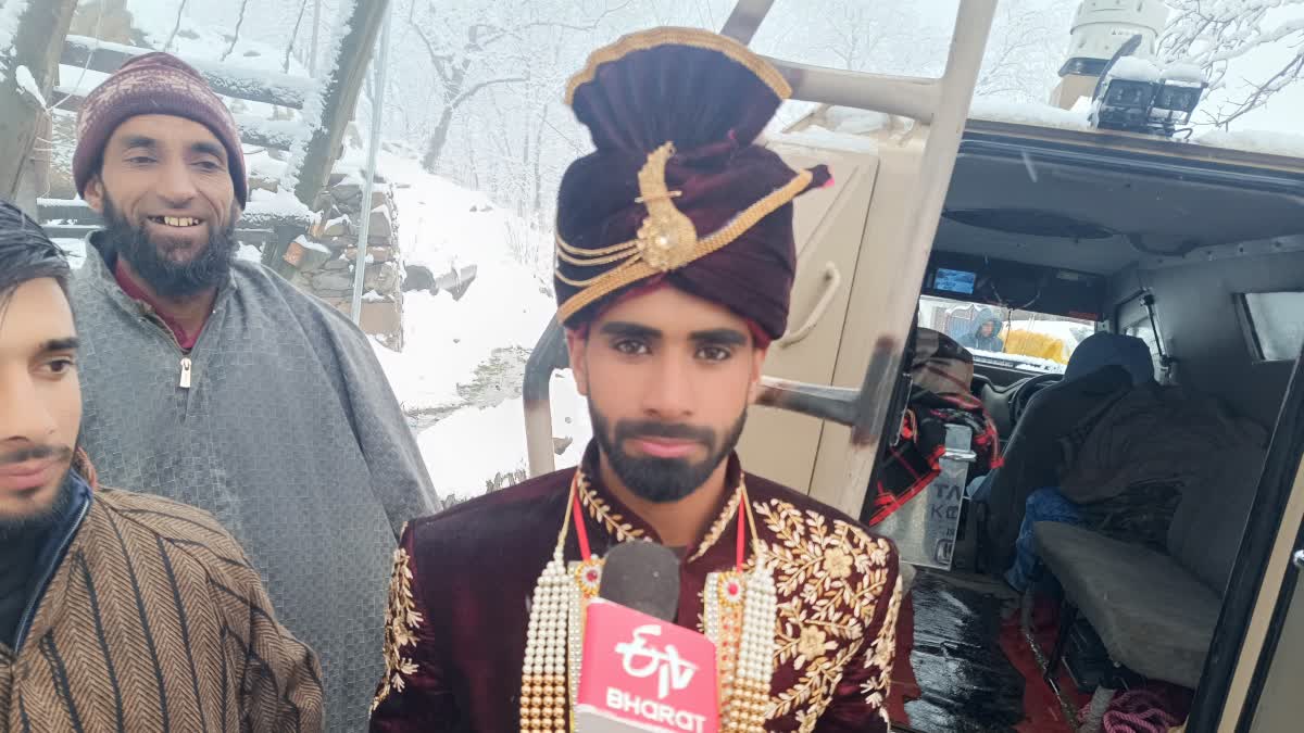 groom trapped in snowfall