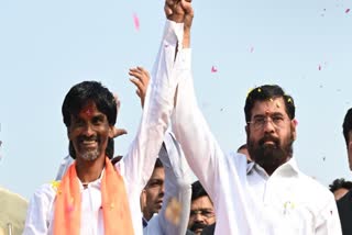 A file photo of Maratha activist Manoj Jarange Patil and CM Eknath Shinde