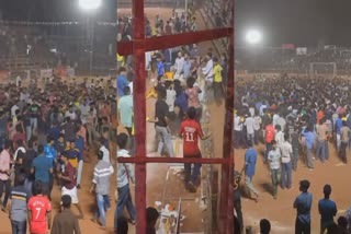 മലപ്പുറം വാണിയമ്പലം  ഫുട്ബോൾ കളിക്കിടെ കൂട്ടത്തല്ല്  സെവൻസ് ഫുട്ബോൾ ടൂർണമെന്‍റ്  football tournament  vaniyambalam malappuram