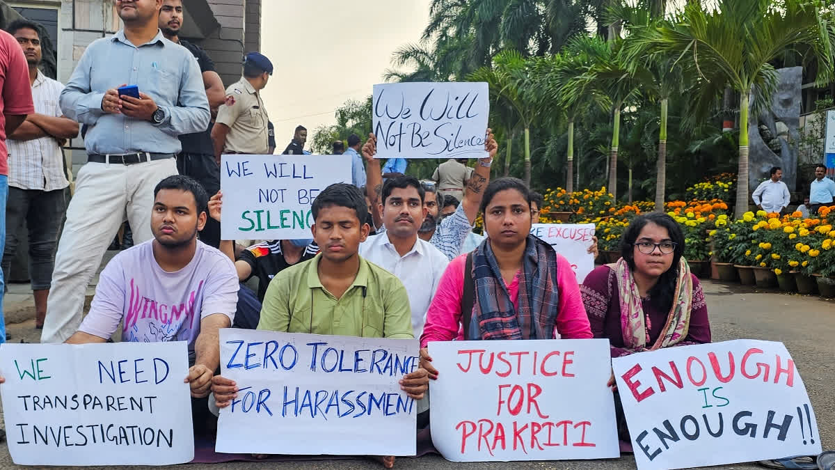 Agitators stage a protest over the death of a Nepali student on the Kalinga Institute of Industrial Technology (KIIT) campus, in Bhubaneswar, Wednesday, Feb. 19, 2025.