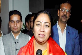 JP MLA and Chief Minister-designate Rekha Gupta interacts with the media, after the BJP legislature party meeting, in New Delhi, Wednesday, Feb. 19, 2025.