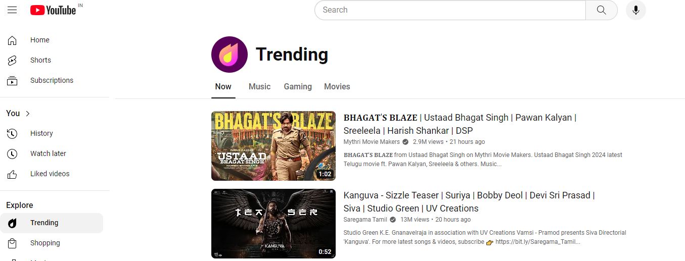 Bhagat’s Blaze Trends at No 1 on YouTube, Kanguva Teasers Follows Close Behind