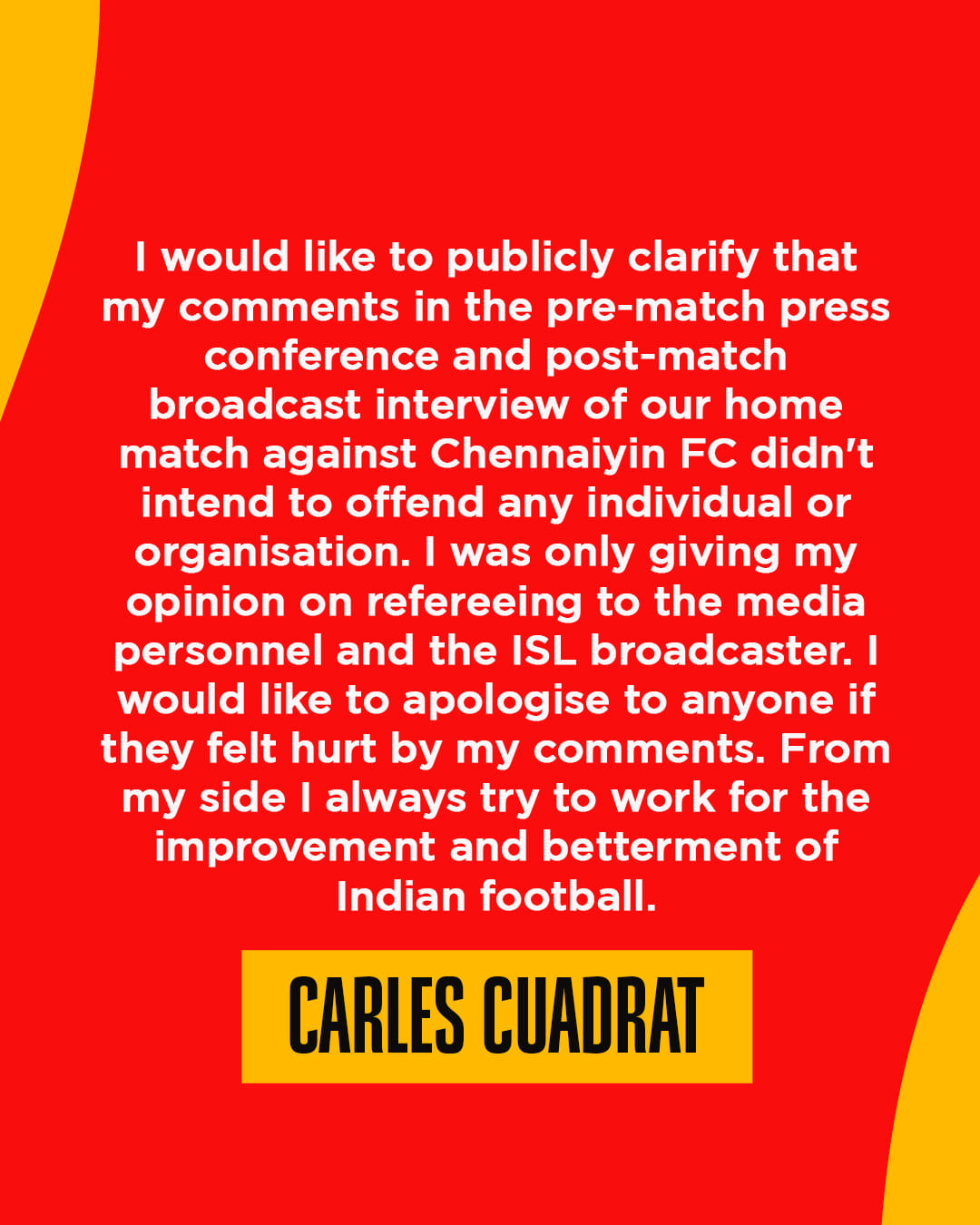 Carles Cuadrat Apologizes