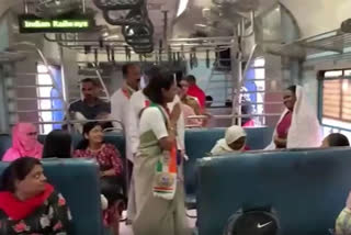 Supriya Sule Hits Campaign Trail in Train