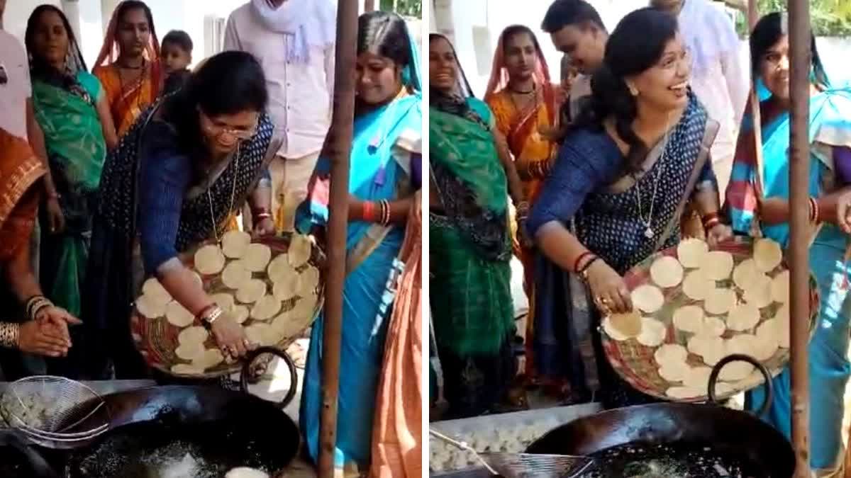 Balod MLA Sangeeta Sinha fried puris