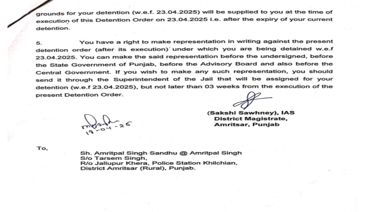 MP Amritpal Singh's Punjab government extends NSA for another year, will have to stay in Dibrugarh jail
