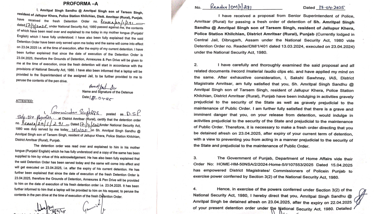 MP Amritpal Singh's Punjab government extends NSA for another year, will have to stay in Dibrugarh jail