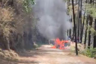School Van Caught Fire in Naitwar