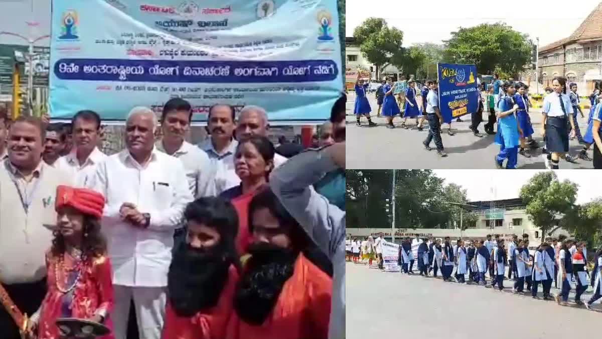 Yoga Walk  by District Administration for  International Yoga Day in belgavi