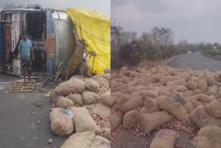 SHIVPURI ONION TRUCK OVERTURNED