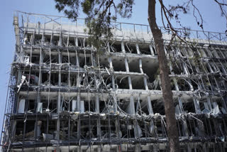 Damage to the Weizmann Institute of Science from an Iranian missile strike in Rehovot, Thursday, June 19, 2025.