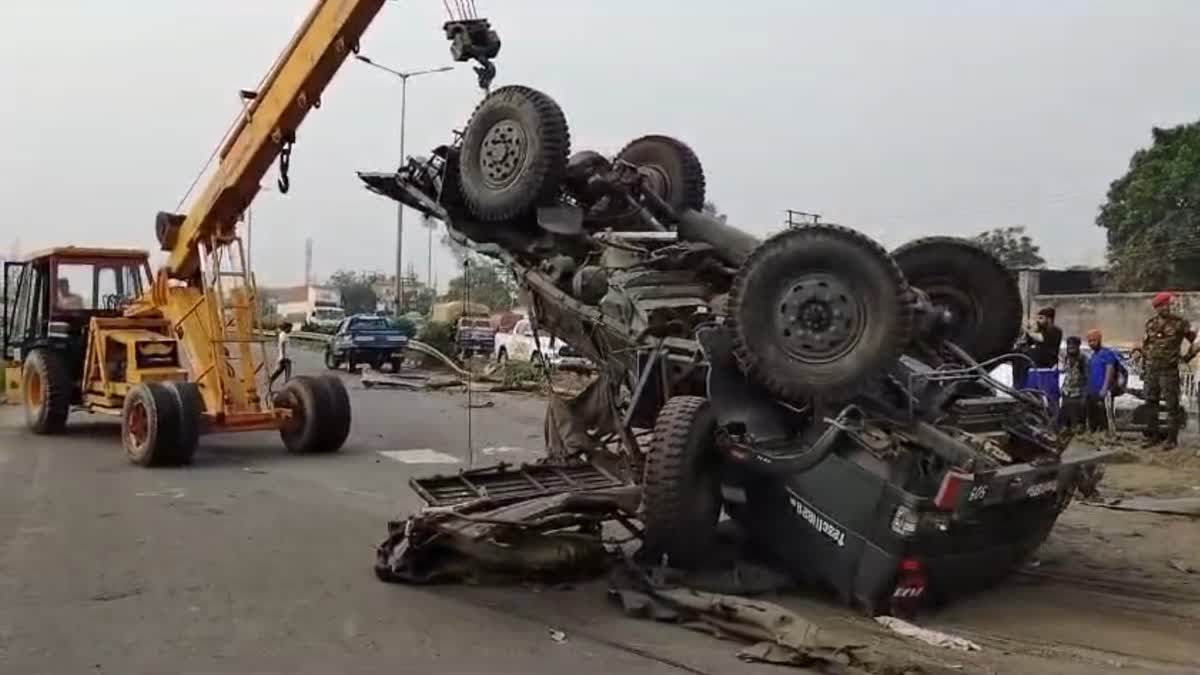 Army truck crashed on National Highway