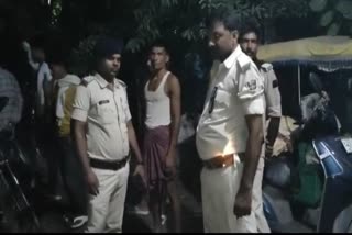 Policemen on standby outside the house of a female nurse allegedly kidnapped by car borne kidnappers in Bihar's Begusarai