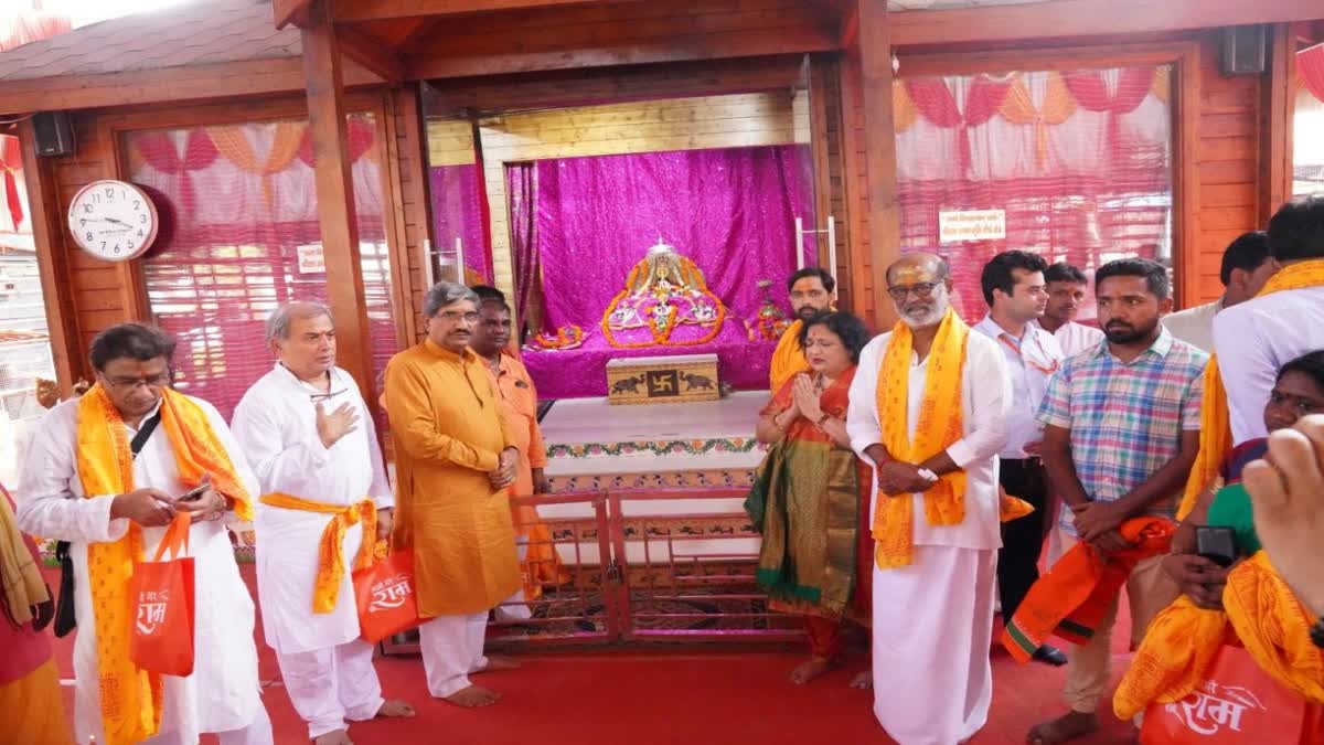 Rajinikanth in Ayodhya, offers prayers at Hanuman Garhi temple with wife Latha