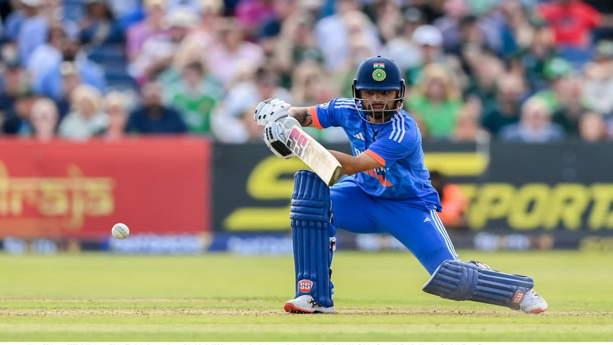 Rinku Singh during the second T20 against Ireland