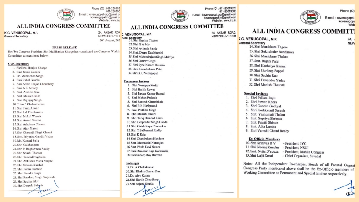 Mallikarjun Kharge reconstitutes Congress Working Committee ahead of 2024 Lok Sabha polls