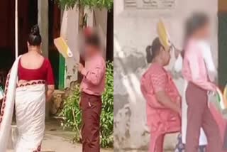 Teachers suspended in Uttar Pradesh  Teachers suspended  Uttar Pradesh Teachers suspended  Teachers suspension  Uttar Pradesh Teacher suspension  student use hand fan for teacher  അധ്യാപകർക്ക് സസ്‌പെൻഷൻ  വിദ്യാർഥികളെ കൊണ്ട് വിശറി വീശിപ്പിച്ചു  വിദ്യാർഥികളെ കൊണ്ട് വിശറി വീശിപ്പിച്ച അധ്യാപകർ  അധ്യാപകർ സസ്‌പെൻഷൻ  വിശറി  കുട്ടികളെ കൊണ്ട് വിശറി വീശിപ്പിച്ചു  ഉത്തർപ്രദേശ് ഹാപൂർ