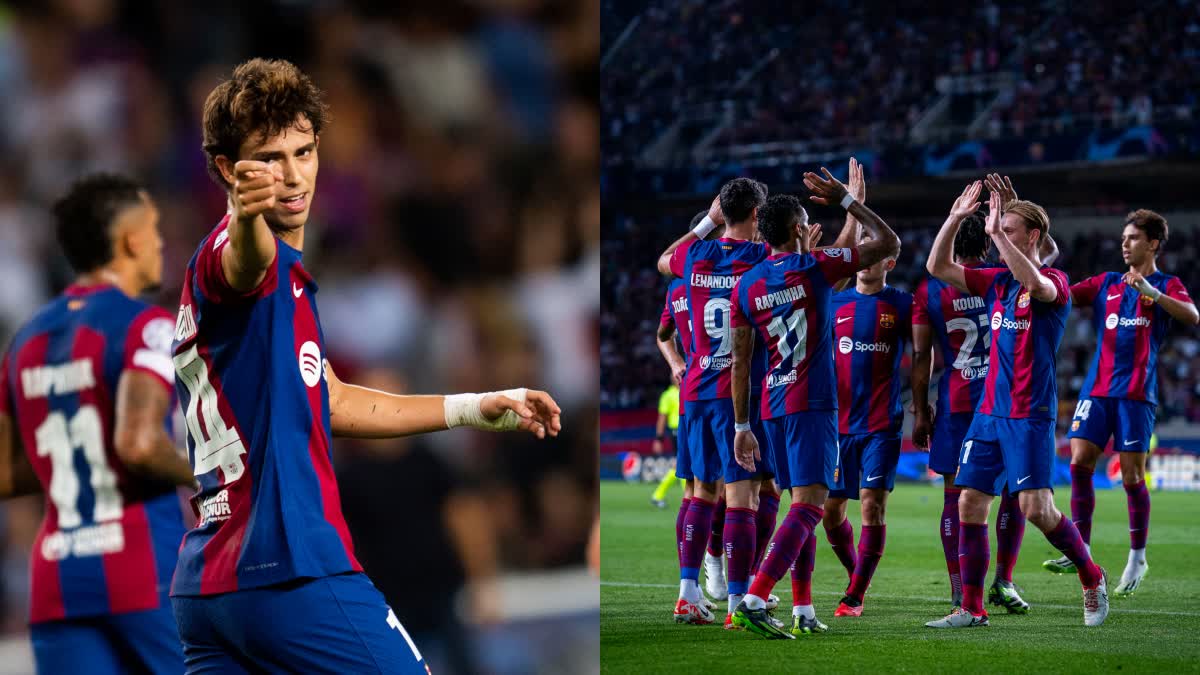 UCL  Barcelona vs Antwerp  UEFA Champions League news  ബാഴ്‌സലോണ  ജോ ഫെലിക്‌സ്  Joao Felix scored two goals  Barcelona crush Royal Antwerp  ബാഴ്‌സലോണ vs ആന്‍റ്വർപ്പ്  ചാമ്പ്യൻസ് ലീഗ്  Barcelona Champions League match result  Barcelona beat Royal Antwerp FC  ഇരട്ടഗോളുമായി ജോ ഫെലിക്‌സ്  Barcelona vs Antwerp match result