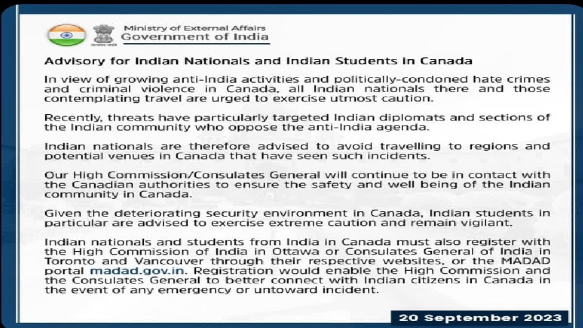 'Advisory' issued for Indian citizens and students living in Canada
