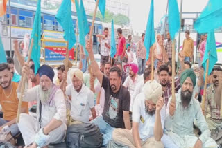 Strike of raw workers of PRTC and Pan Bus in Bathinda