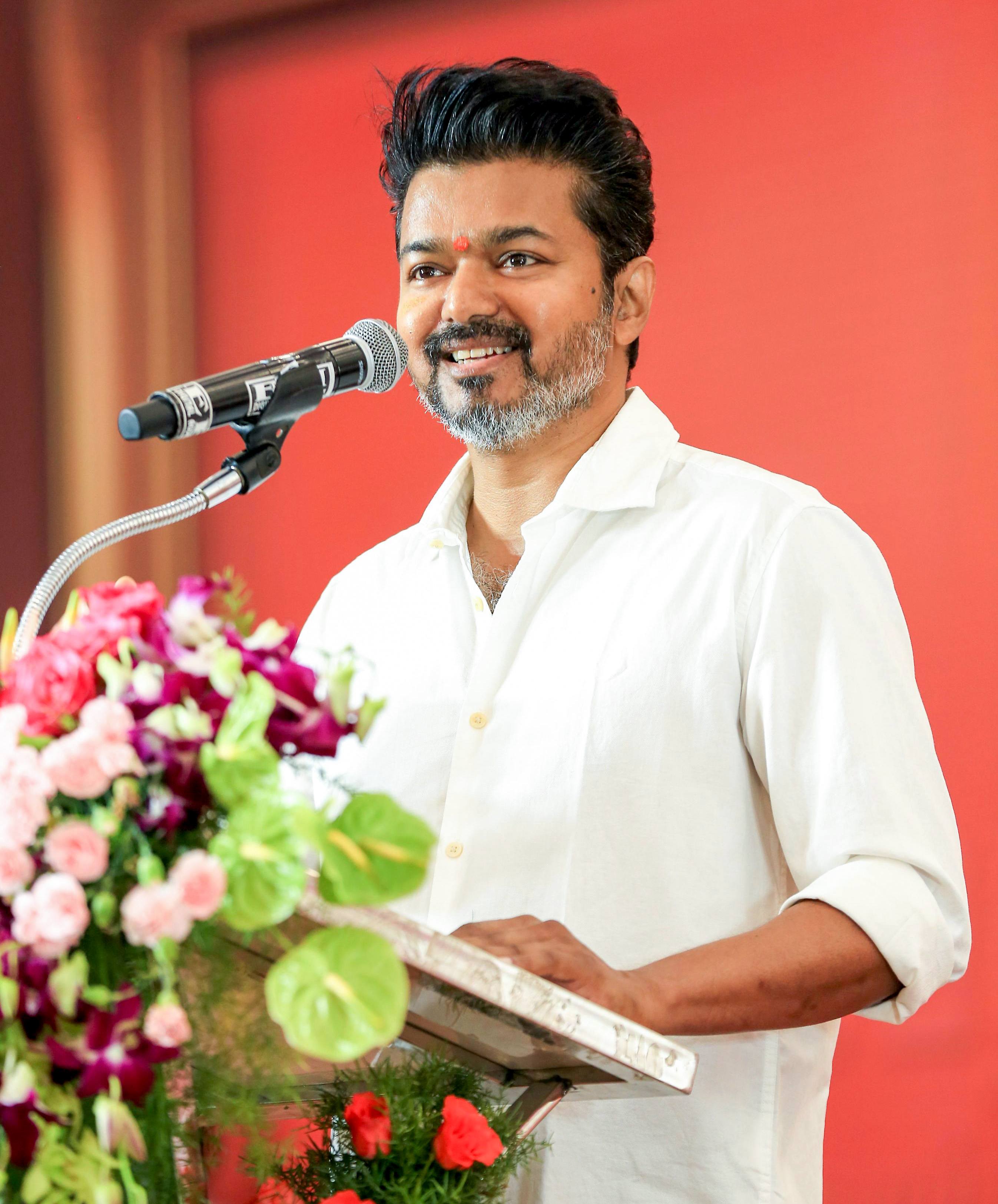 File photo of actor Vijay addressing a gathering