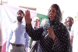 PDP President Mehbooba Mufti speaking at an election rally in Srinagar on Friday September 20, 2024