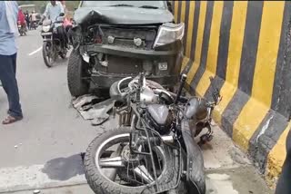 ACCIDENT IN ALWAR,  FOUR WHEELER AND BIKE COLLIDE