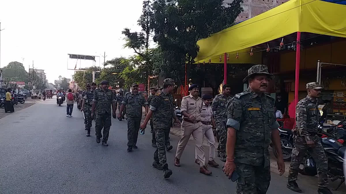 Police conducted flag march regarding Durga Puja in Pakur