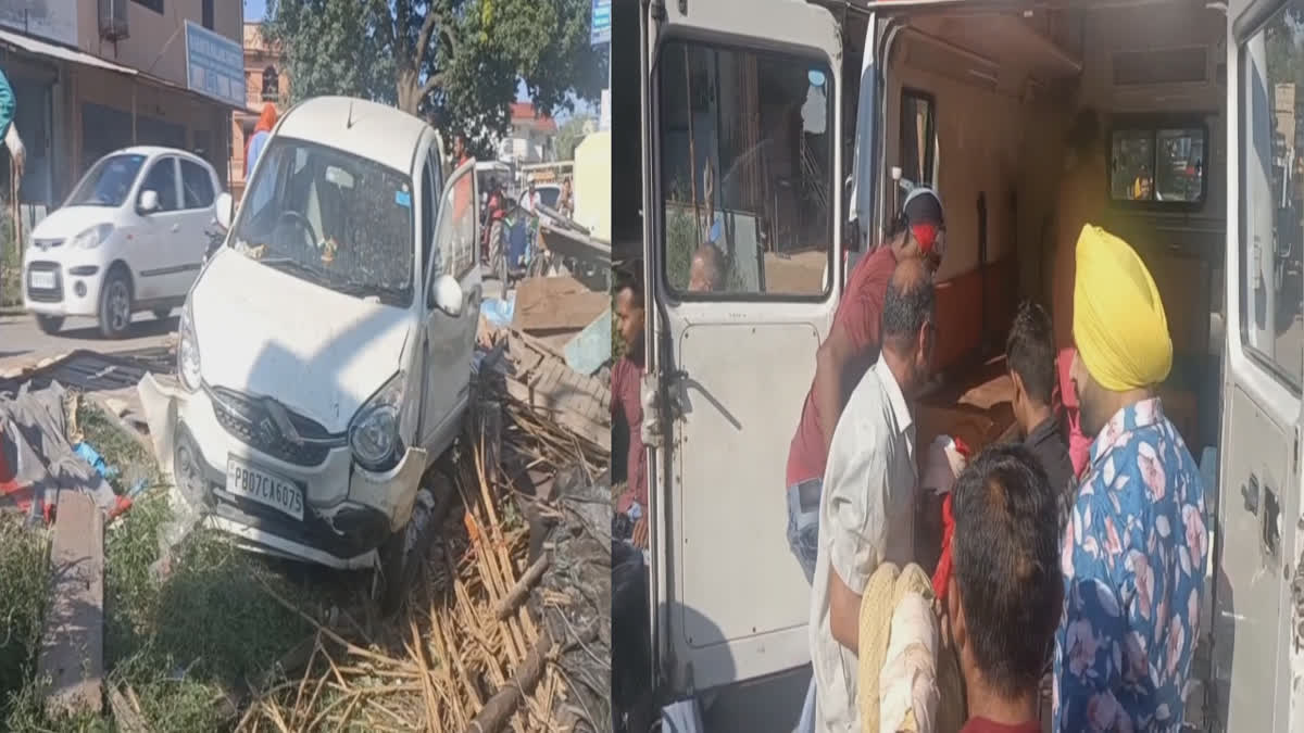 In Hoshiarpur a speeding car hit a woman selling groundnuts on the roadside