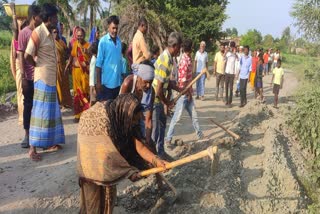 Road repair through labor donation