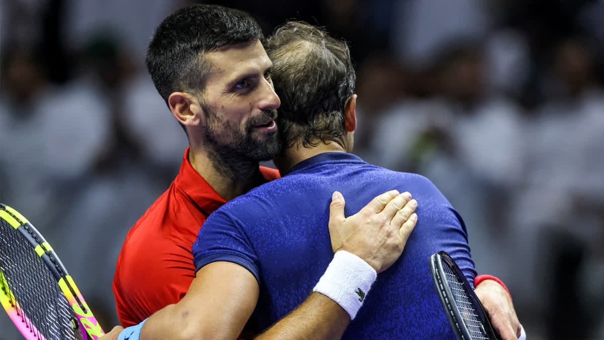 Novak Djokovic, a 24-time Grand Slam champion, paid tribute to his rival and friend Rafael Nadal in an emotional and heartfelt exchange following the two great rivals' probably the final match against each other on Saturday at the Six Kings Slam exhibition event in Saudi Arabia.