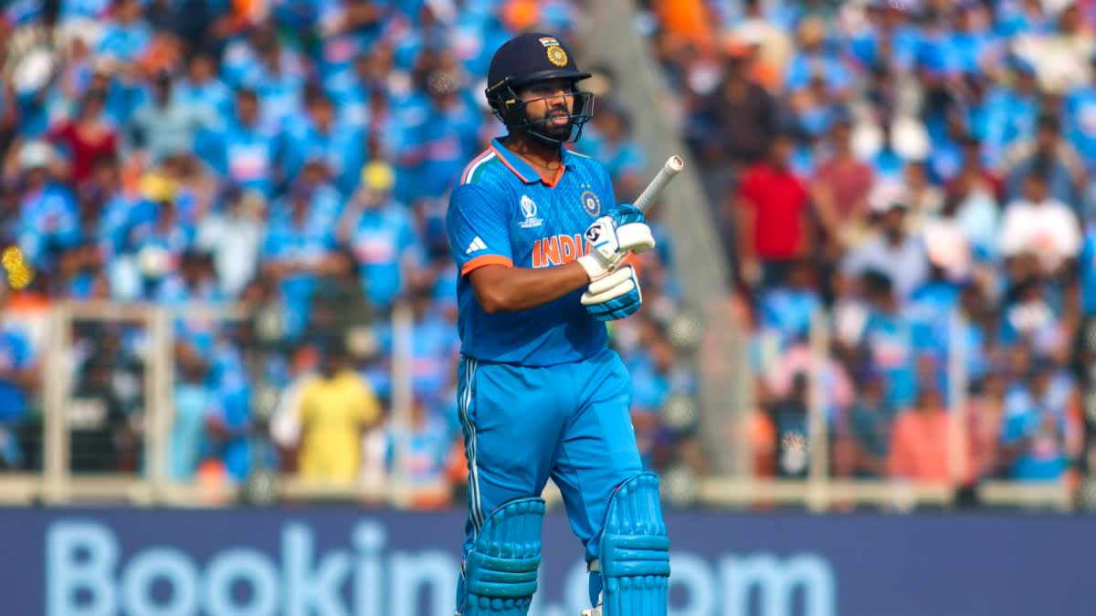 ICC CWC 2023  Rohit Sharma ends impactful Cricket World Cup  ends impactful Cricket World Cup campaign with bat  Rohit Sharma news  ನಾಯಕನಾಗಿ ಅತಿ ಹೆಚ್ಚು ರನ್ ಗಳಿಸಿ ದಾಖಲೆ  ಅತಿ ಹೆಚ್ಚು ರನ್ ಗಳಿಸಿ ದಾಖಲೆ ಬರೆದ ರೋಹಿತ್​ ಶರ್ಮಾ  ಭಾರತದ ನಾಯಕ ರೋಹಿತ್ ಶರ್ಮಾ  ಅದ್ಭುತ ಐಸಿಸಿ ಕ್ರಿಕೆಟ್ ವಿಶ್ವಕಪ್ ಅಭಿಯಾನವನ್ನು ಮುಕ್ತಾಯ  ನರೇಂದ್ರ ಮೋದಿ ಸ್ಟೇಡಿಯಂ  ರೋಹಿತ್ ಮತ್ತೊಮ್ಮೆ ಒಂದು ಸಣ್ಣ ಮೊತ್ತಕ್ಕೆ ಔಟಾದರು  ಕಡಿಮೆ ರನ್​ ಕಲೆ ಹಾಕಿದ್ರೂ ಸಹ ವಿಶ್ವಕಪ್​ ಪಂದ್ಯ  ವಿಶ್ವಕಪ್​ ಪಂದ್ಯದುದ್ದಕ್ಕೂ ಪ್ರಭಾವಶಾಲಿ ಇನ್ನಿಂಗ್ಸ್‌  ವಿಶ್ವಕಪ್​ ಅಭಿಯಾನ ಮುಗಿಸಿದ ರೋಹಿತ್​ ಶರ್ಮಾ  ತಮ್ಮ ಆಟದಿಂದ ವಿಶ್ವಕಪ್​ ಅಭಿಯಾನ ಮುಗಿಸಿದ ರೋಹಿತ್